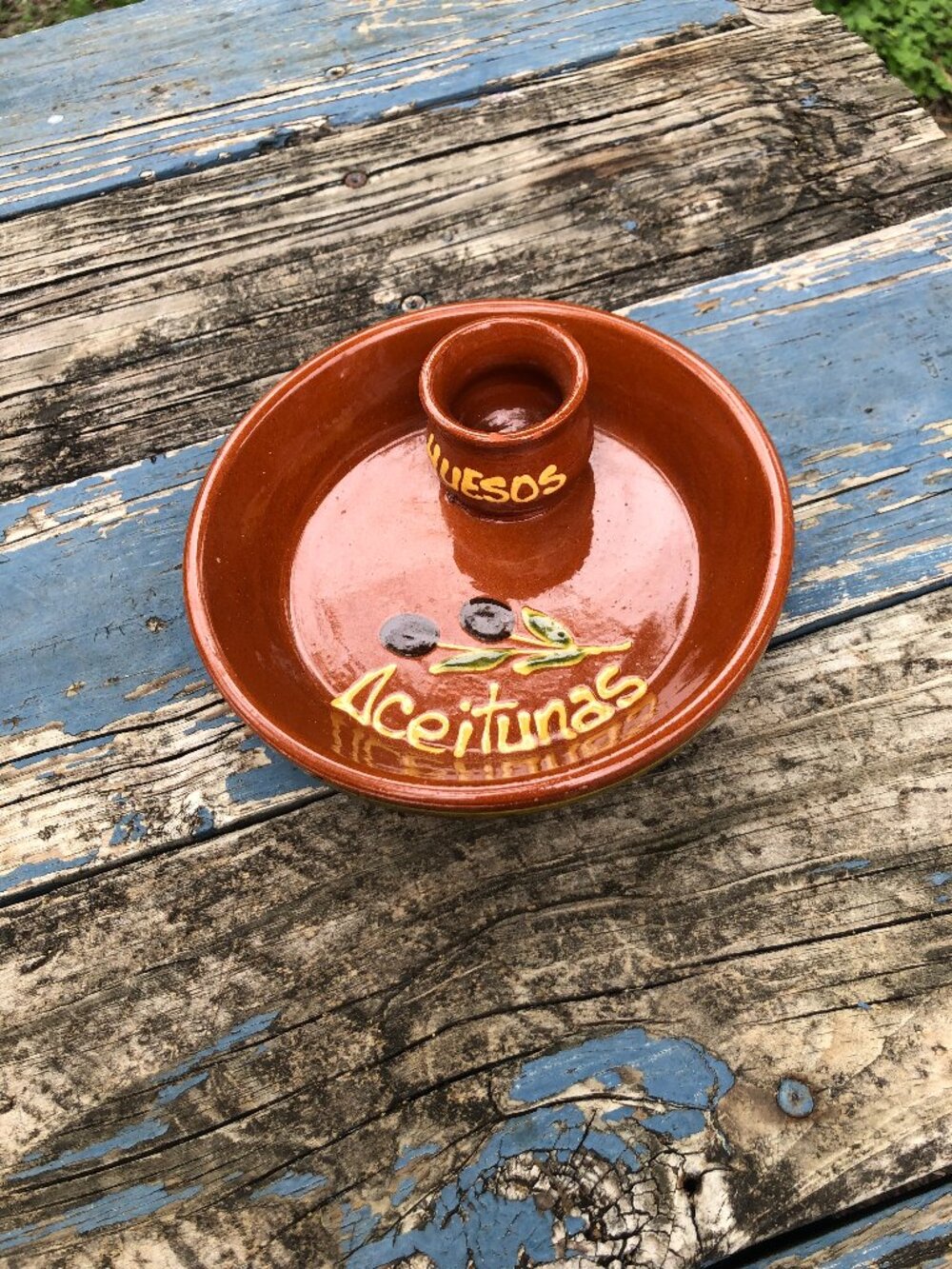 Vintage Aceitunas Server Dish Olive Pit Bowl